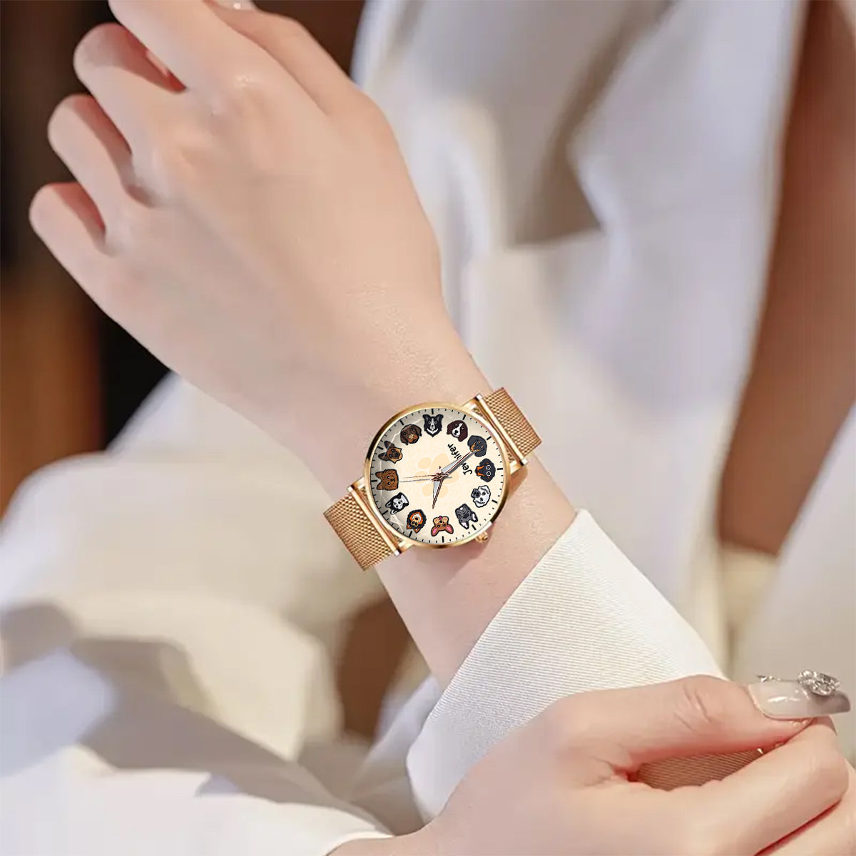 Montre-bracelet personnalisée pour femme « Juste une fille qui aime les chiens » 