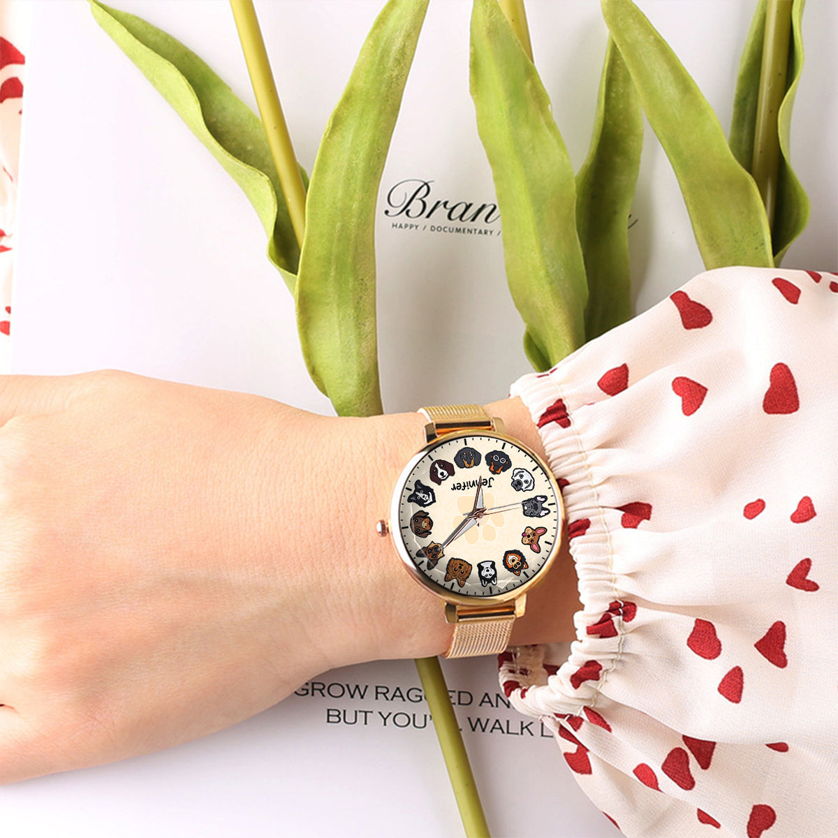 Montre-bracelet personnalisée pour femme « Juste une fille qui aime les chiens » 