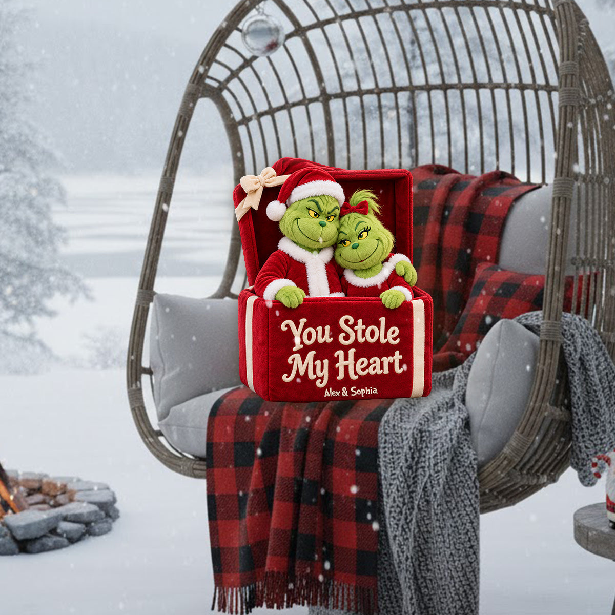 Couple Gift - Personalized Stole Christmas Premium Faux Fur Pillow