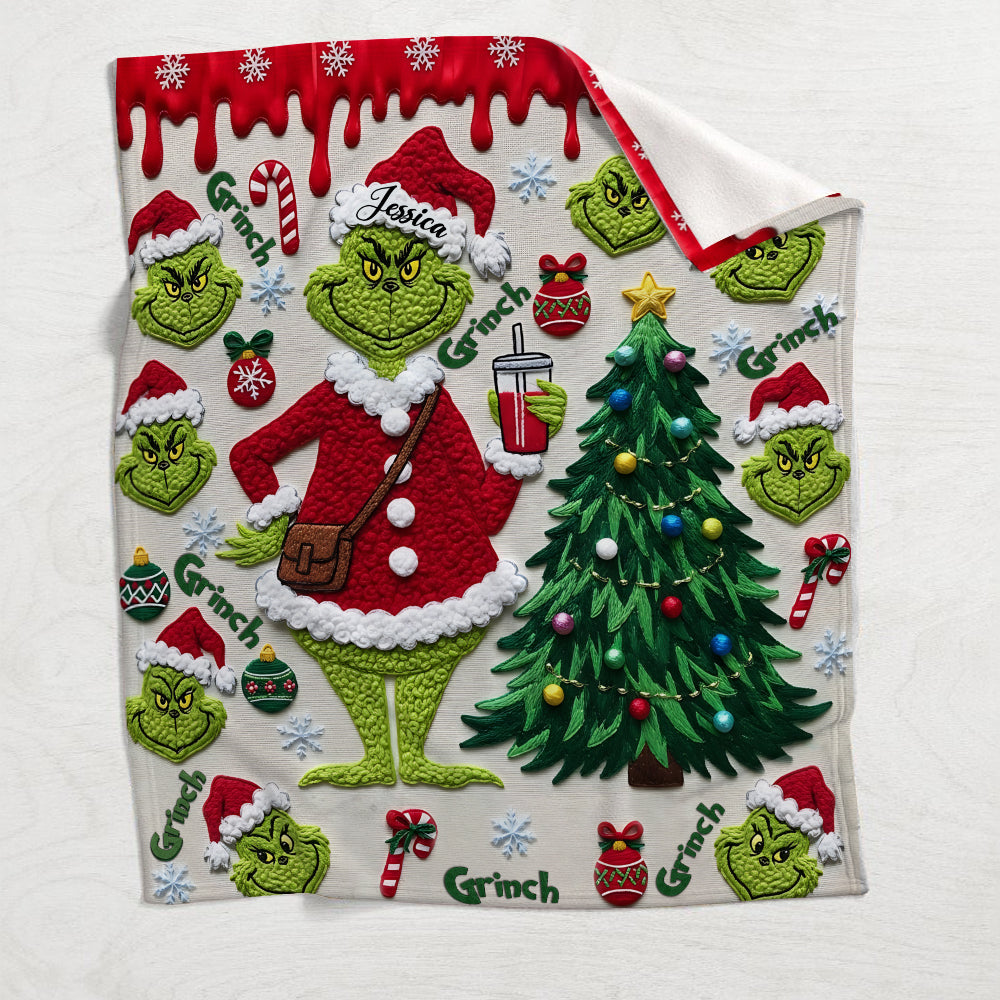 Merry Grinchmas - Personalized Stole Christmas Blanket
