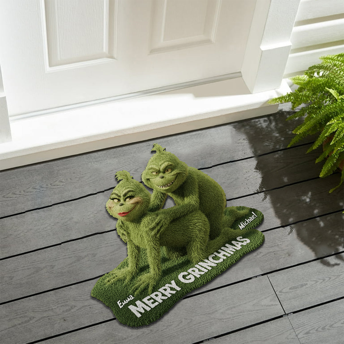 Green Mischief Holiday - Personalized Stole Christmas Non-Slip Tufted Rug