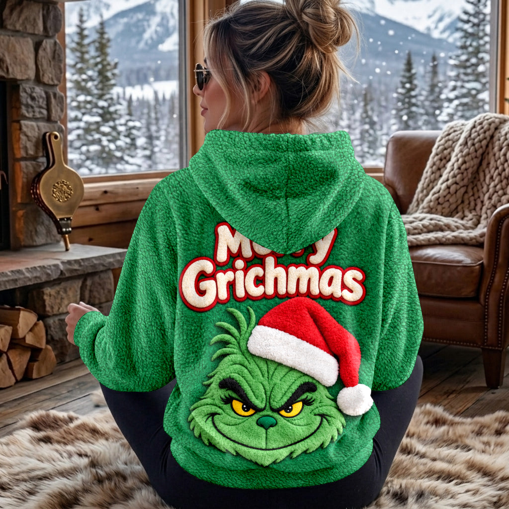 Merry Grinchmas - Personalized Stole Christmas Fleece Hoodie