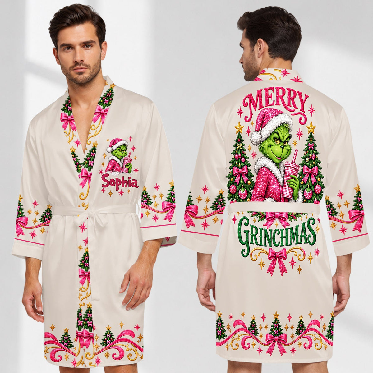 Merry Grinchmas - Personalized Stole Christmas Satin Robe