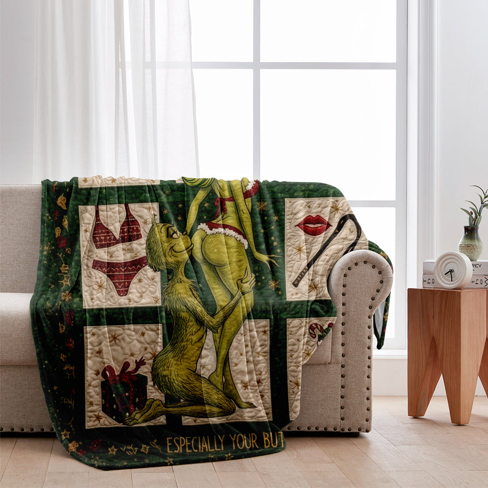 Naughty Green Love - Personalized Stole Christmas Blanket