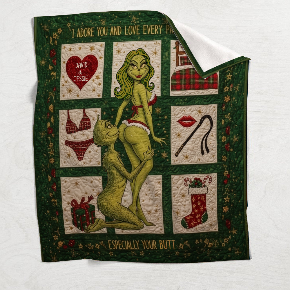 Naughty Green Love - Personalized Stole Christmas Blanket