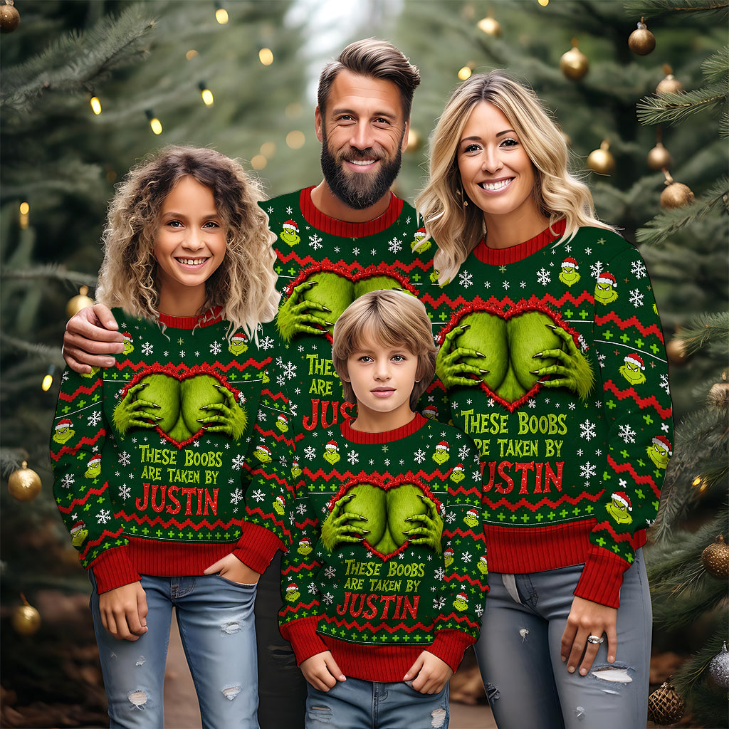 Green Monster, Naughty Christmas Gift - Personalized Stole Christmas Ugly Sweater