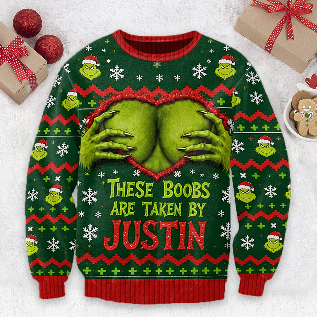 Green Monster, Naughty Christmas Gift - Personalized Stole Christmas Ugly Sweater