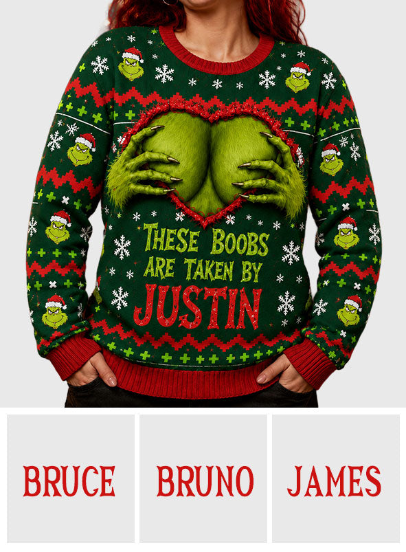 Green Monster, Naughty Christmas Gift - Personalized Stole Christmas Ugly Sweater