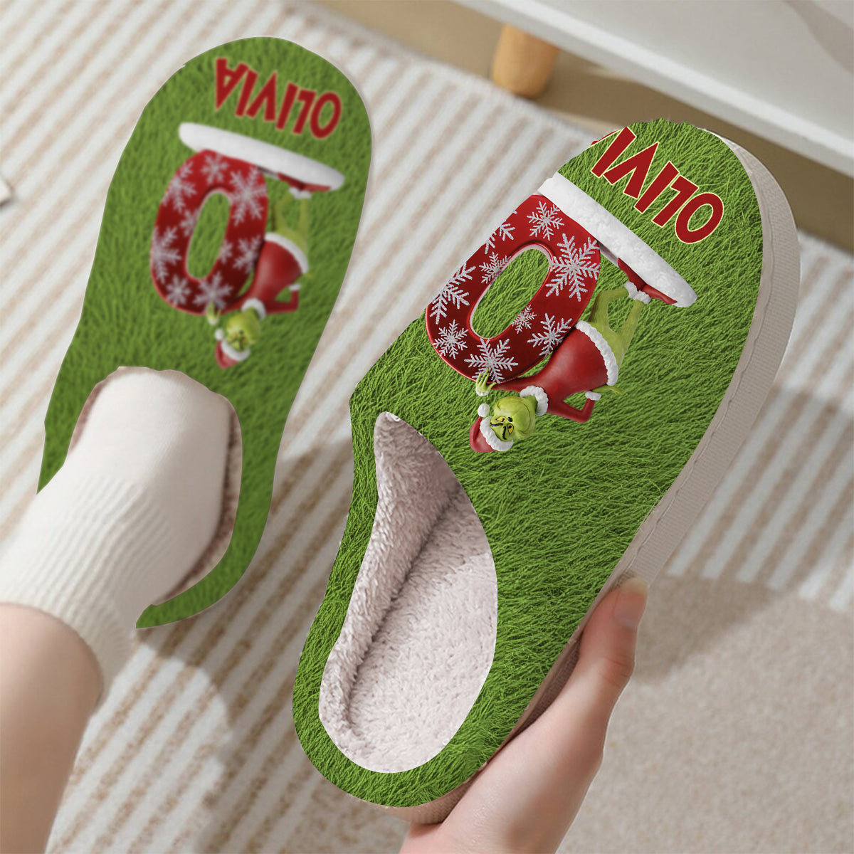 Joyeux Noël - Étole personnalisée Pantoufles de Noël