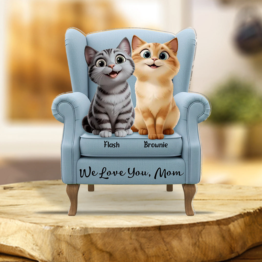 Meilleure maman chat du monde - Plaque acrylique personnalisée en forme de chat