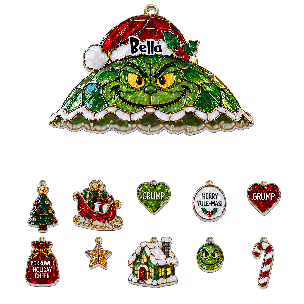 Merry Grinchmas - Personalized Stole Christmas Ornament With Charm