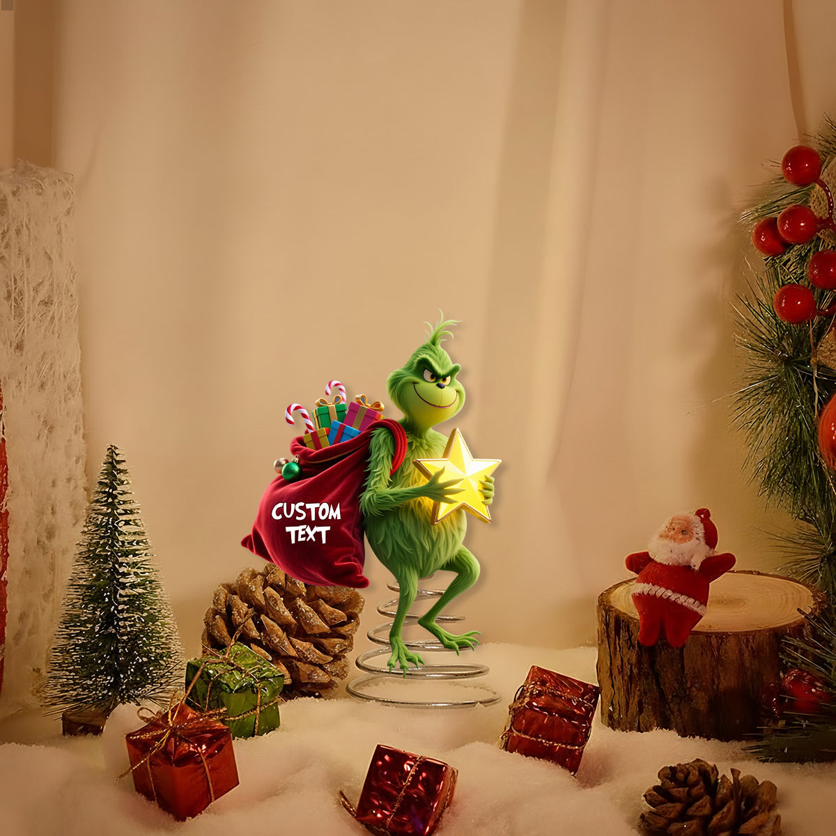 Décoration de sapin de Noël humoristique - Étole de Noël personnalisée avec guirlande lumineuse LED