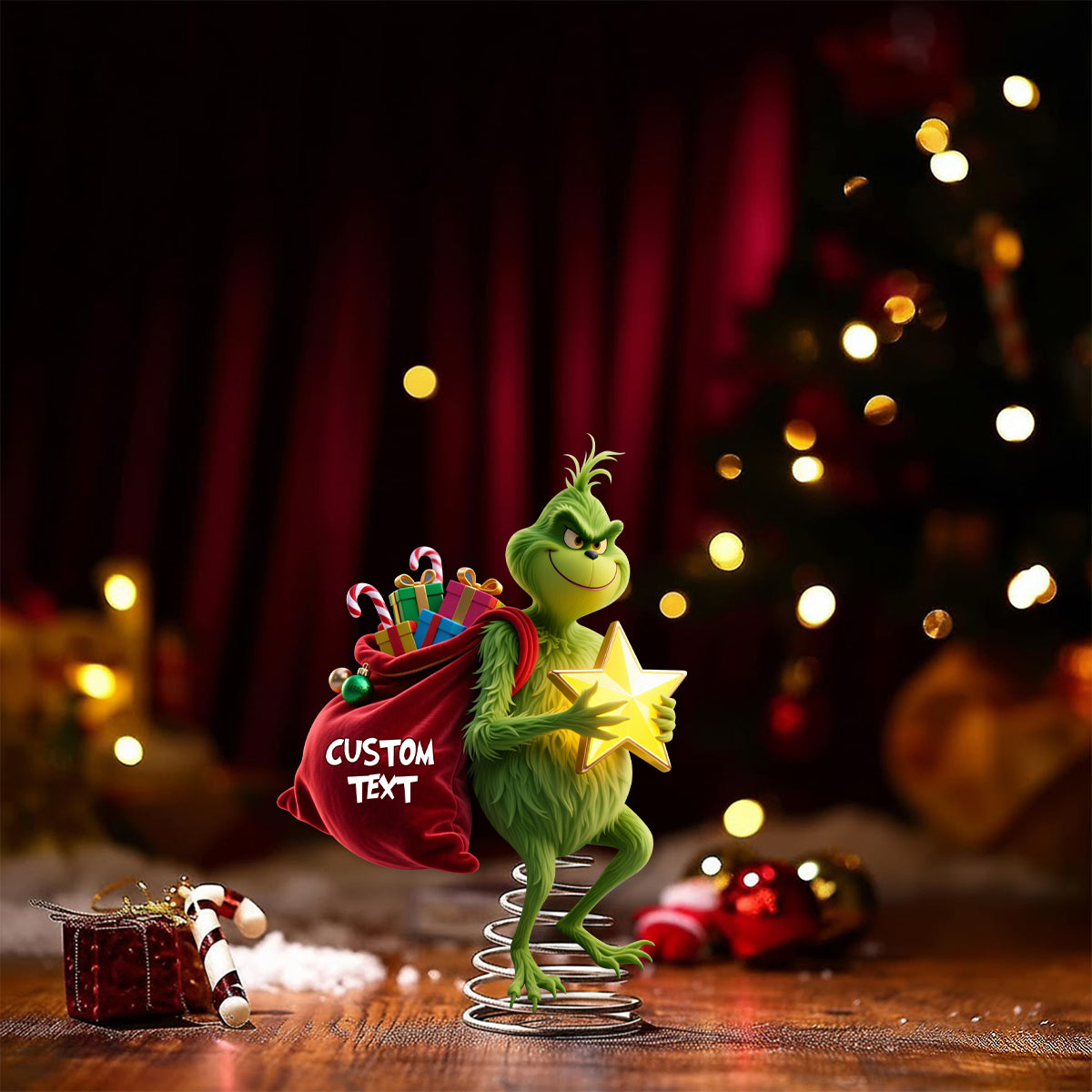 Décoration de sapin de Noël humoristique - Étole de Noël personnalisée avec guirlande lumineuse LED