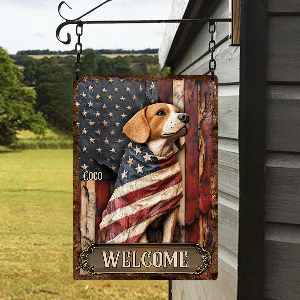 Drapeau « Chien fier et glorieux » - Plaque métallique rectangulaire personnalisée pour chien