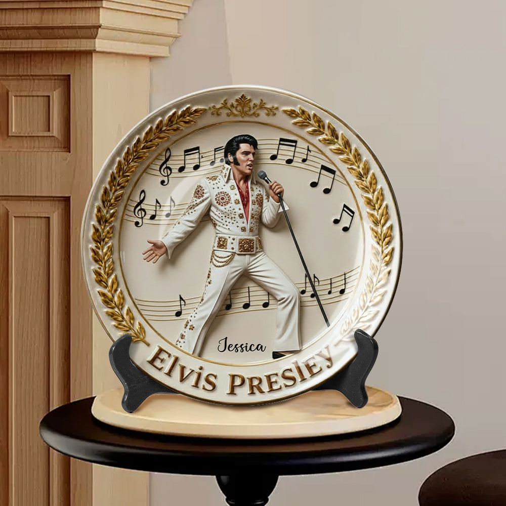 Tomber amoureux de toi - Assiette ronde en céramique personnalisée King of Rock and Roll