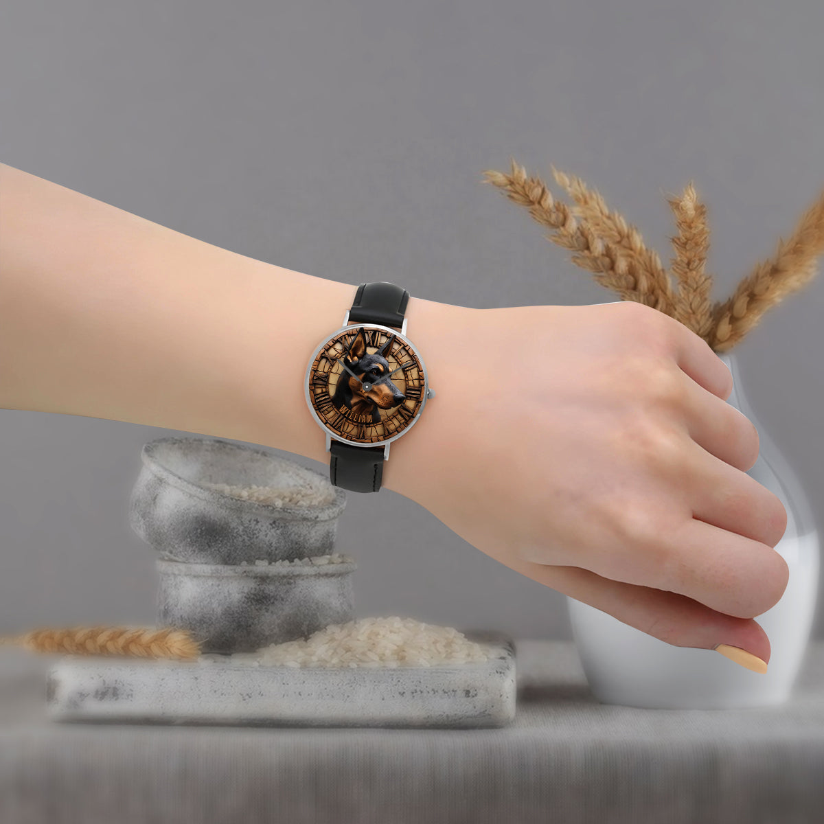 Brave Doberman Pinscher - Personalized Dog Hand Watch