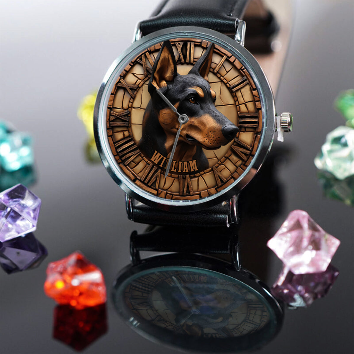 Brave Doberman Pinscher - Personalized Dog Hand Watch