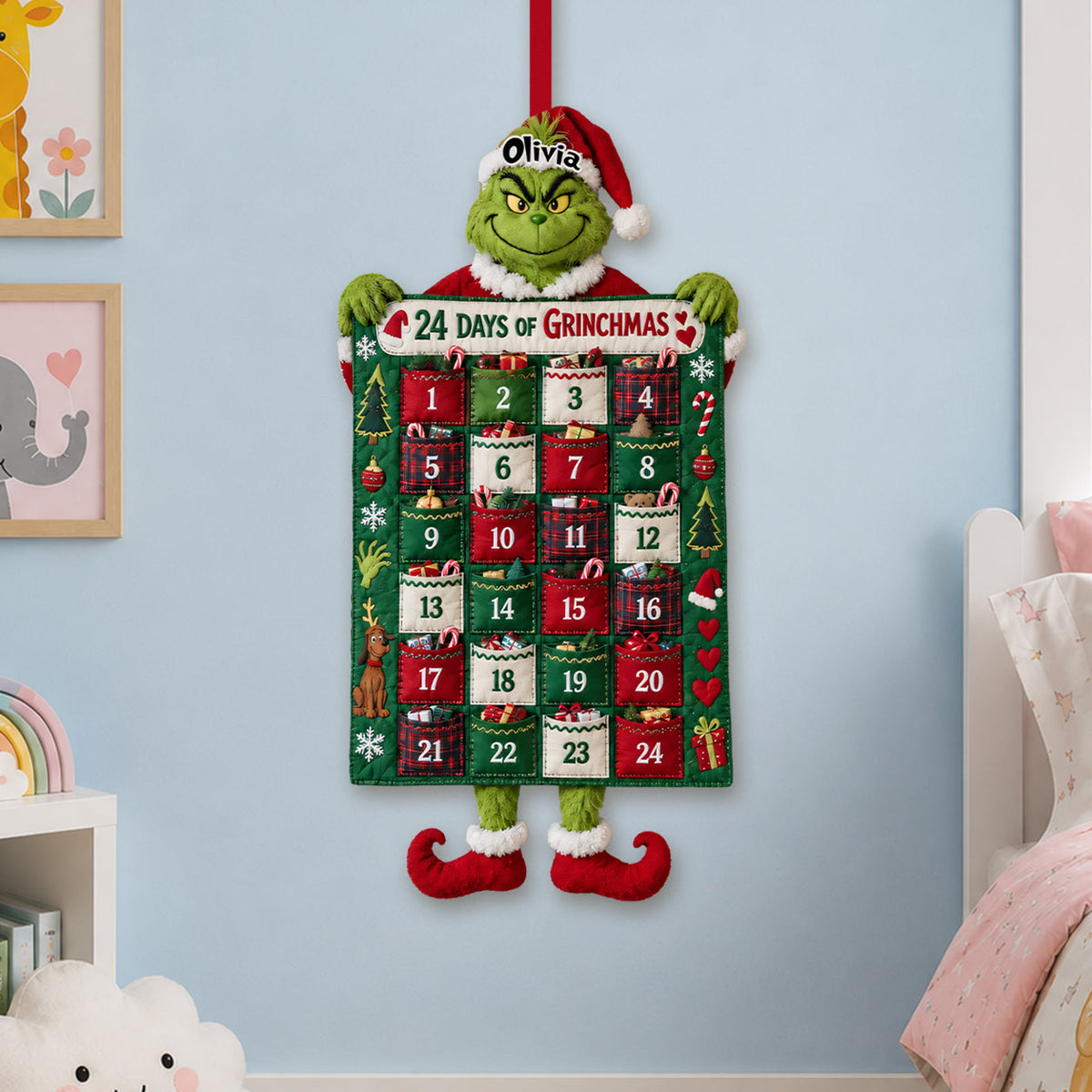 24 Days Of Christmas - Personalized Stole Christmas Fabric Advent Calendar
