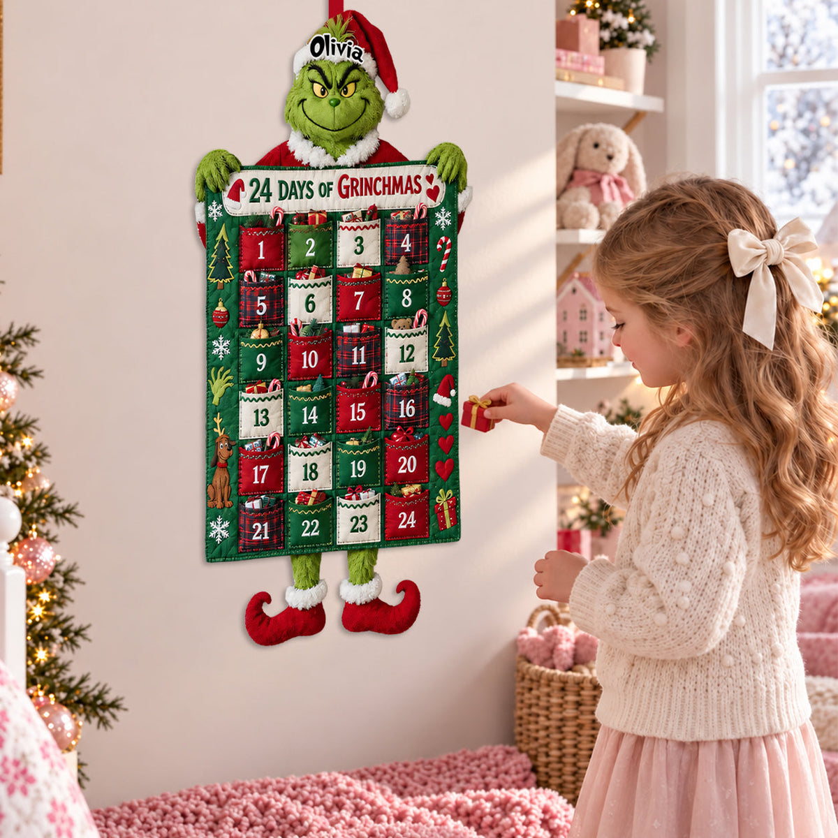 24 Days Of Christmas - Personalized Stole Christmas Fabric Advent Calendar