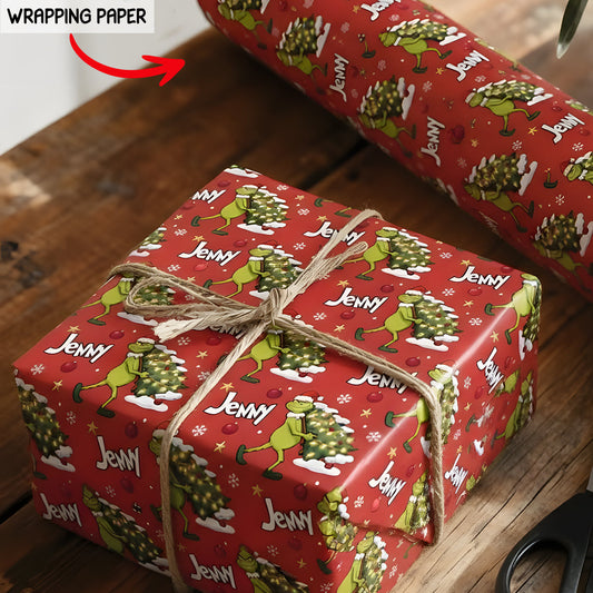 Joyeux Grinchmas - Papiers cadeaux de Noël personnalisés avec étole