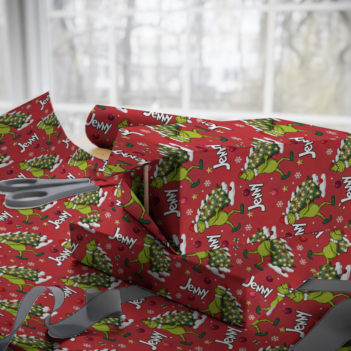 Joyeux Grinchmas - Papiers cadeaux de Noël personnalisés avec étole