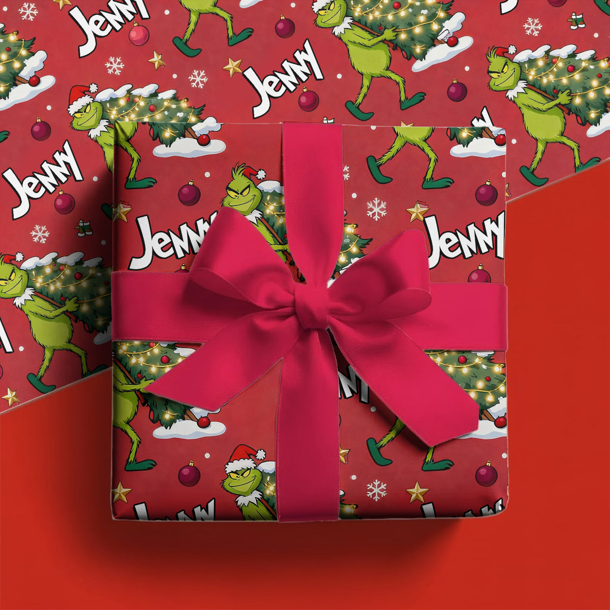Joyeux Grinchmas - Papiers cadeaux de Noël personnalisés avec étole