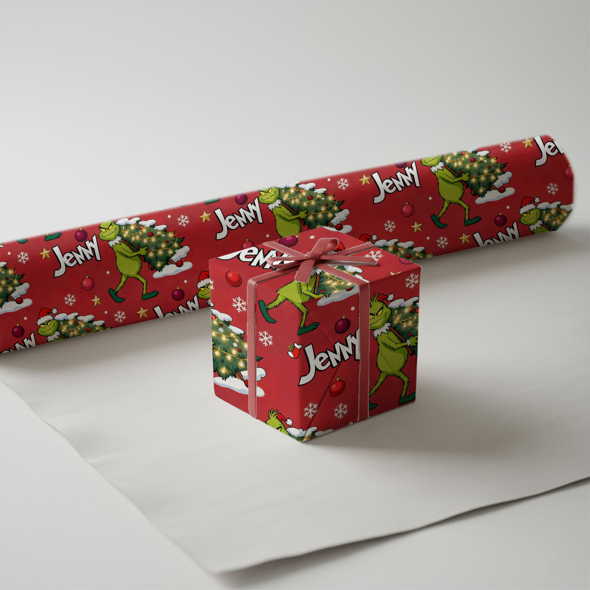 Joyeux Grinchmas - Papiers cadeaux de Noël personnalisés avec étole
