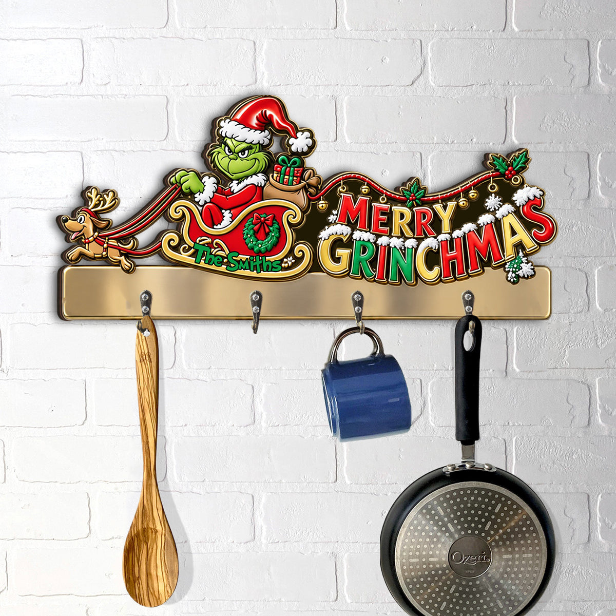 MERRY GRINCHMAS - Personalized Stole Christmas Custom Shaped Hanging Rack