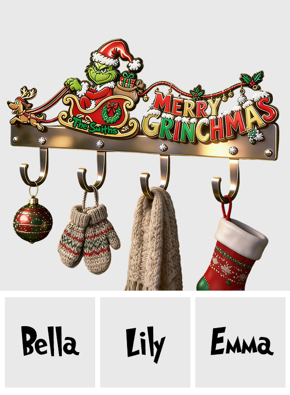MERRY GRINCHMAS - Personalized Stole Christmas Custom Shaped Hanging Rack