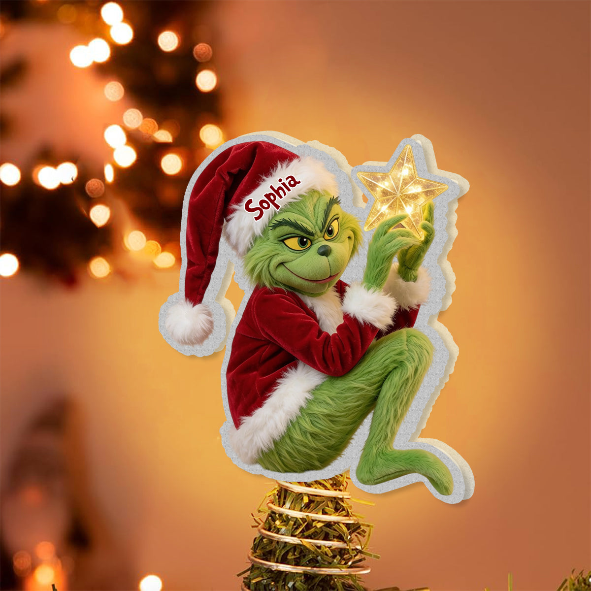 Funny Grinchmas - Personalized Stole Christmas LED Light Tree Topper