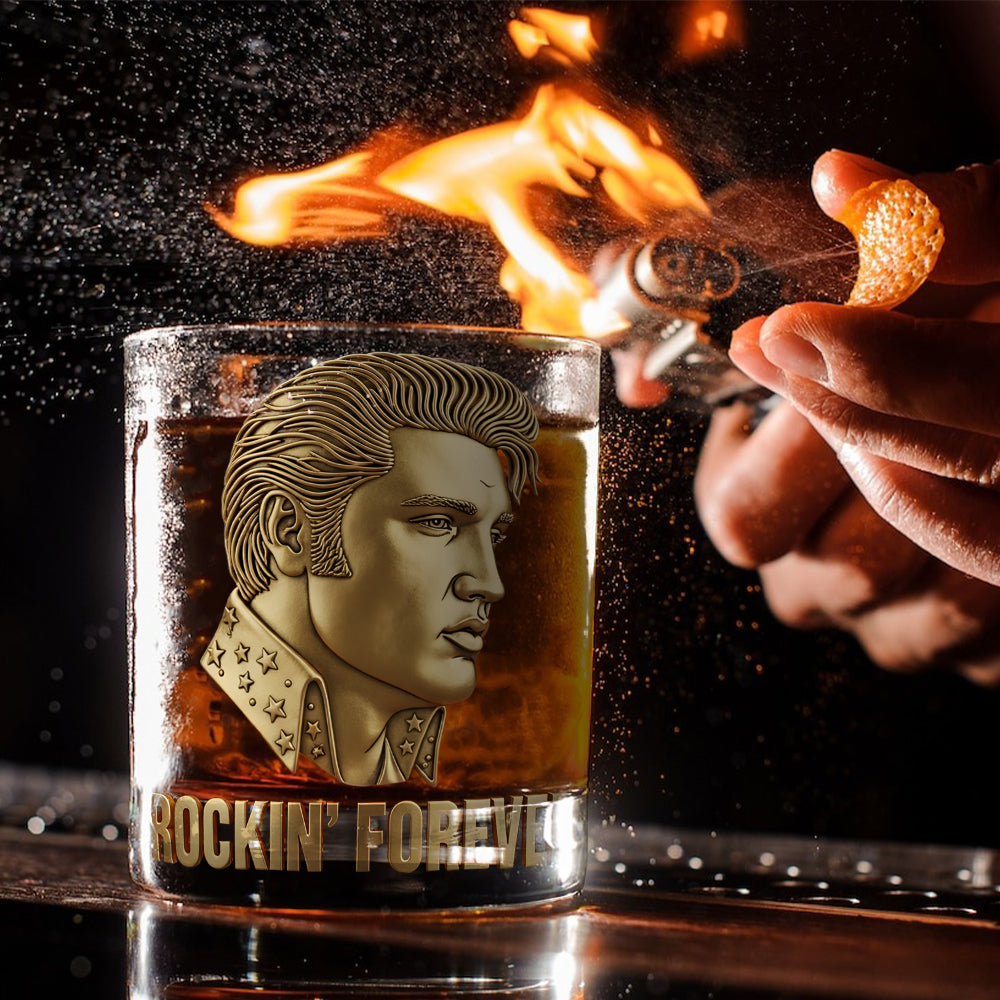 Rockin' Forever - Verre à whisky personnalisé King of Rock and Roll