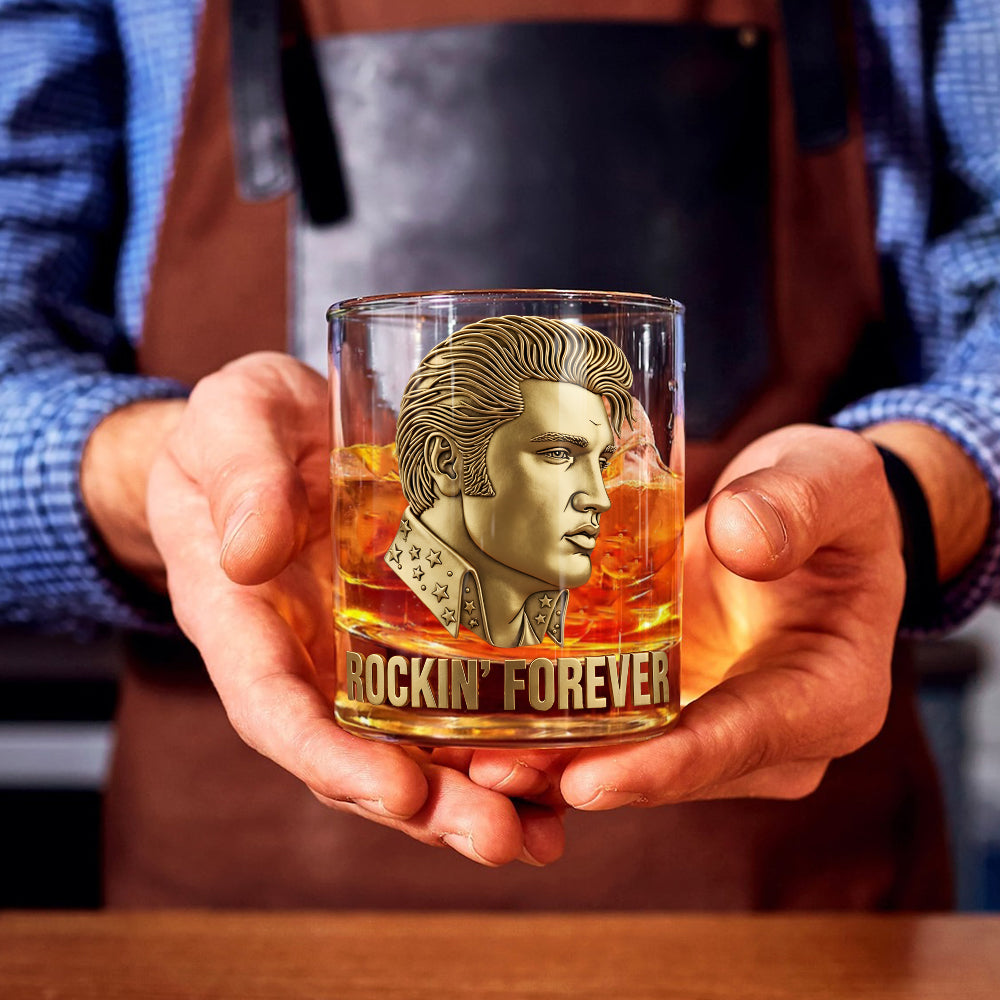 Rockin' Forever - Verre à whisky personnalisé King of Rock and Roll