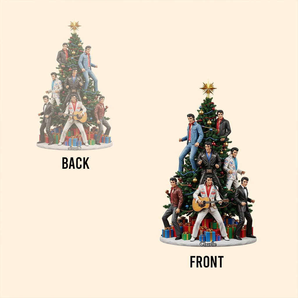 Joyeux Noël - Plaque acrylique personnalisée « Roi du Rock and Roll » en forme de pièce