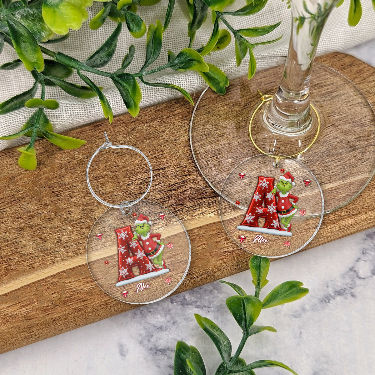 Joyeux Noël - Verre à vin de Noël personnalisé avec étole et longue tige