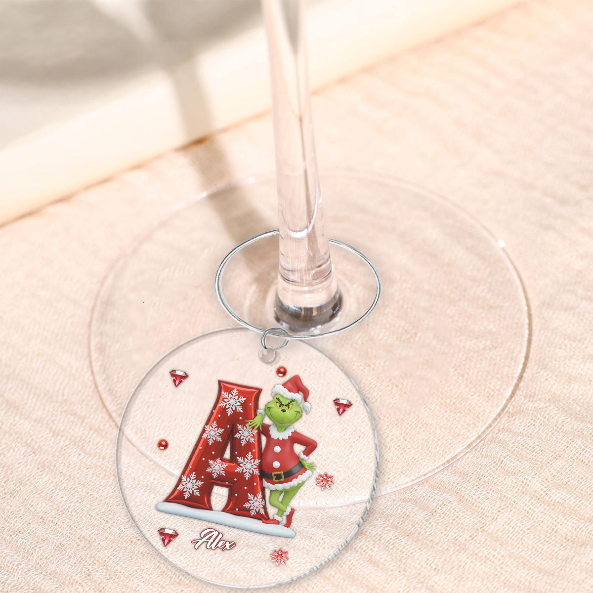 Joyeux Noël - Verre à vin de Noël personnalisé avec étole et longue tige
