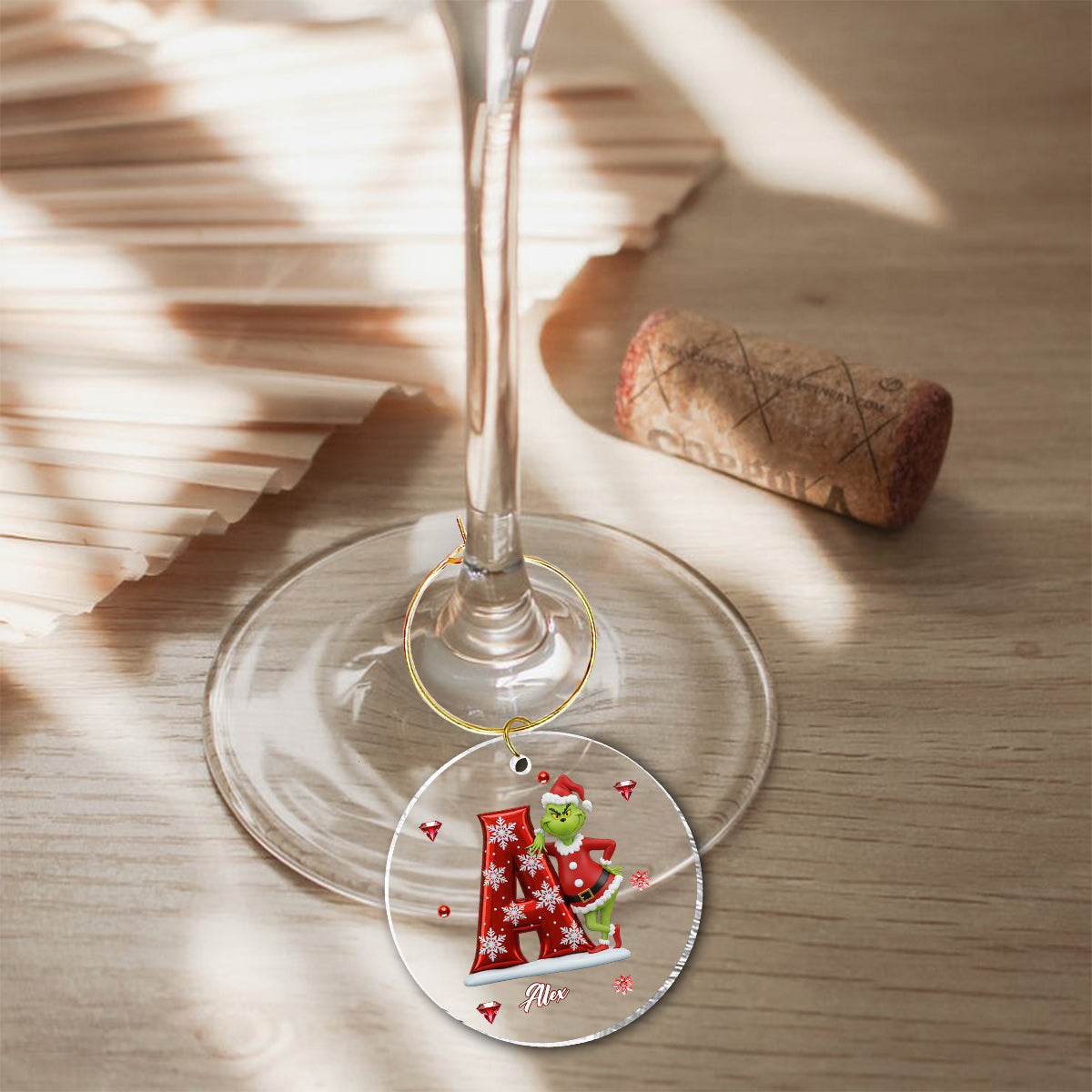 Joyeux Noël - Verre à vin de Noël personnalisé avec étole et longue tige