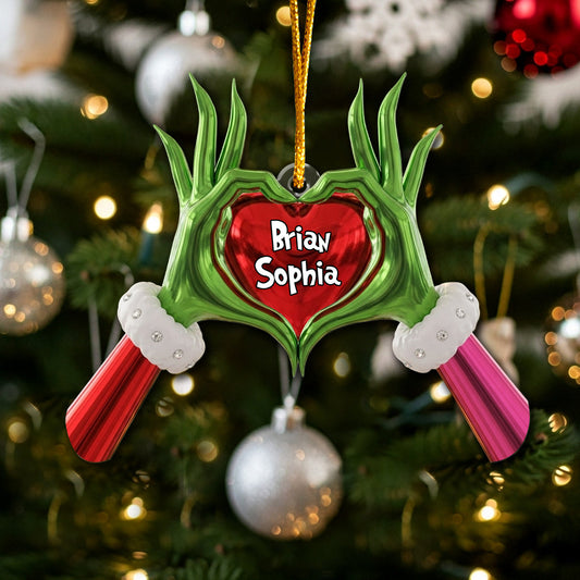 Couple Grinchmas - Ornement de Noël personnalisé en étole