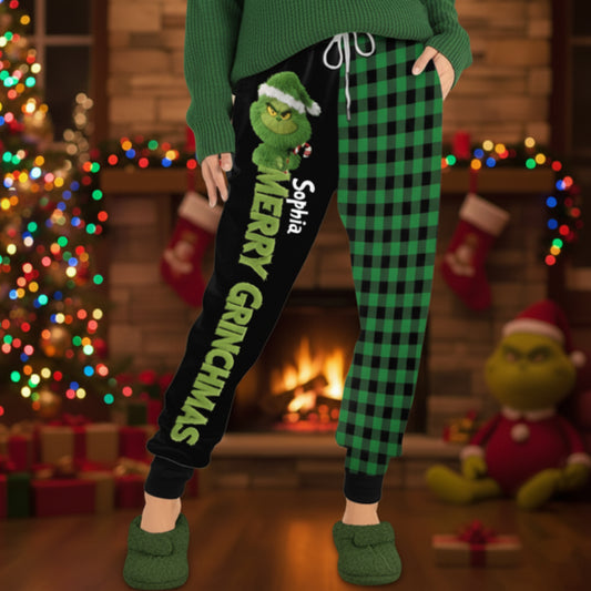 Joyeux Noël Vert - Pantalon de survêtement unisexe avec étole personnalisée
