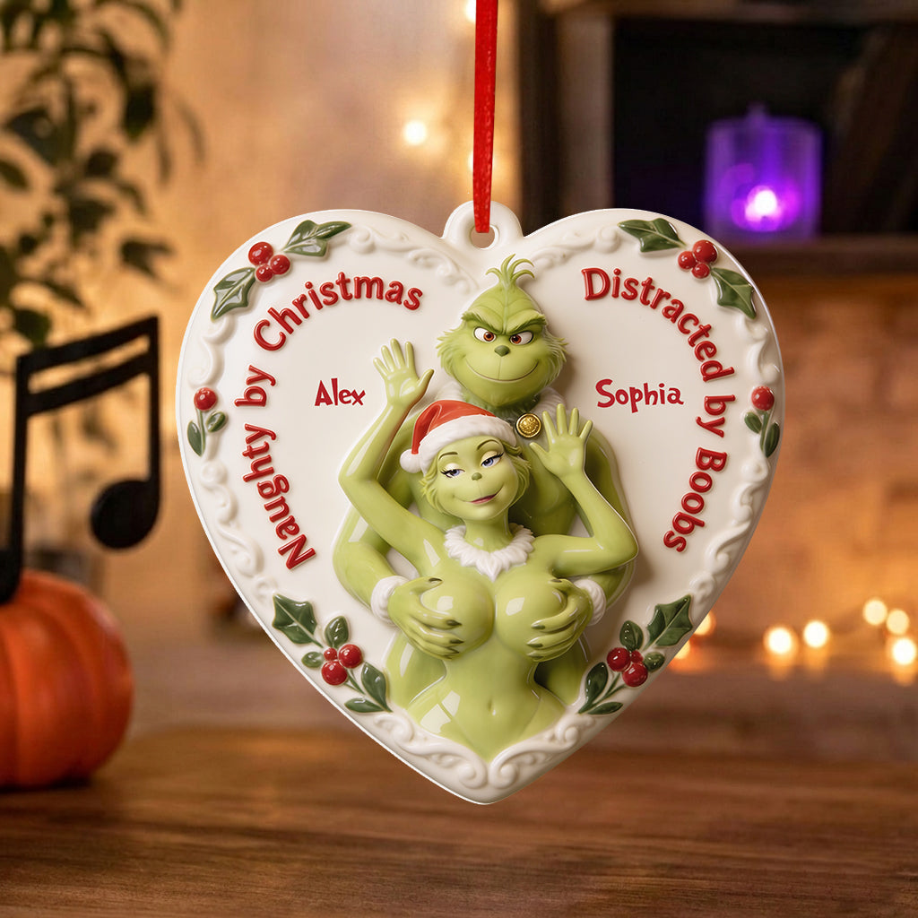 Naughty Couple Grinchmas - Personalized Stole Christmas Premium 3D Ornament