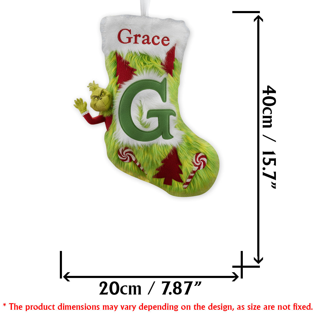 Chaussette de Noël Green Furry - Étole personnalisée en forme de chaussette de Noël