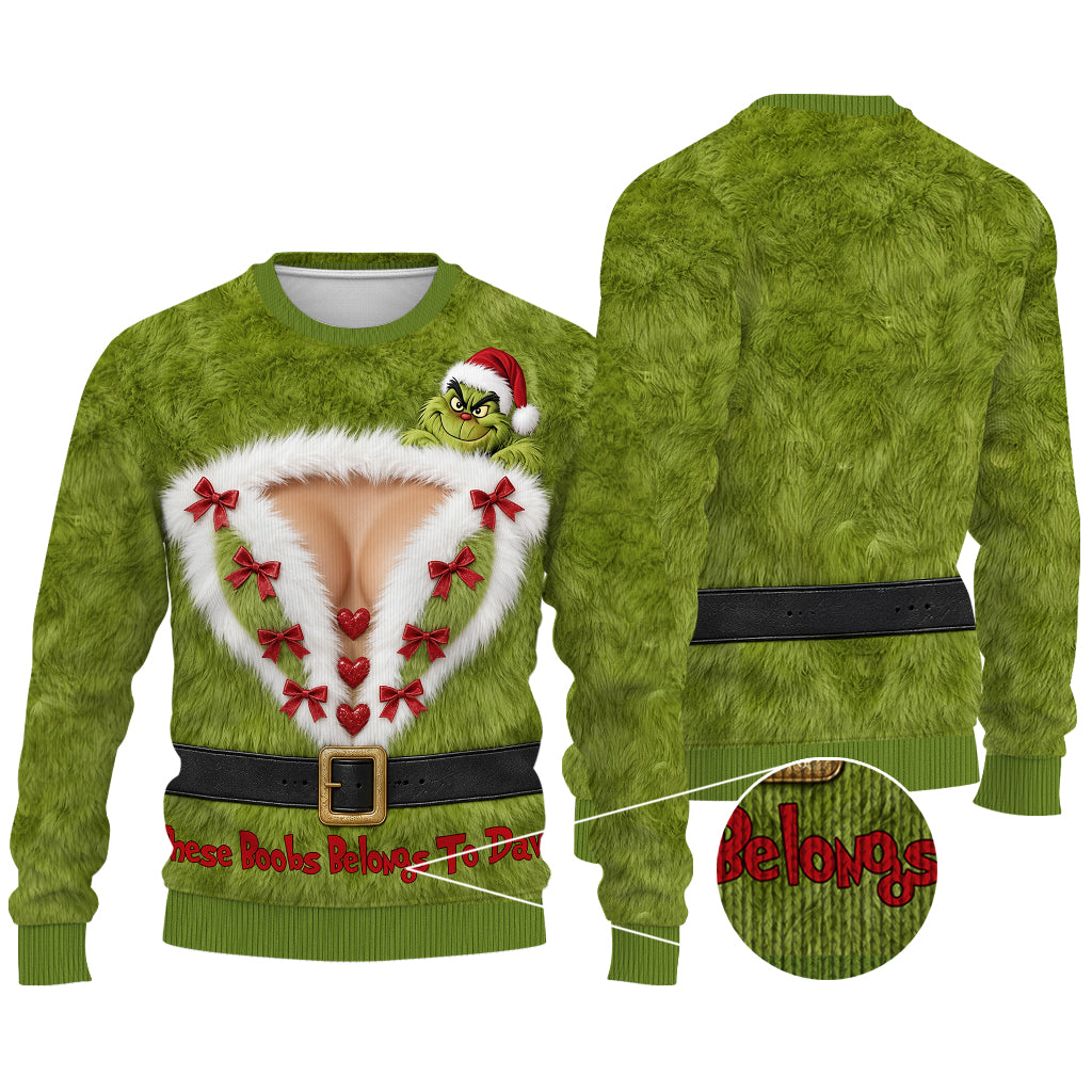 Belongs To My Boyfriend - Personalized Stole Christmas Ugly Sweater
