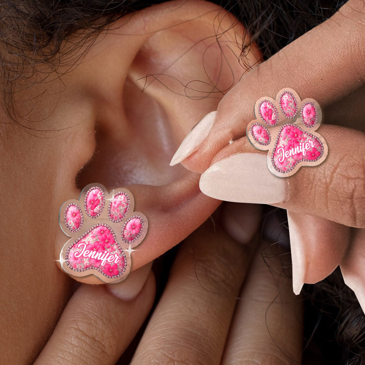 Amoureux des chiens - Boucles d'oreilles transparentes personnalisées pour chiens