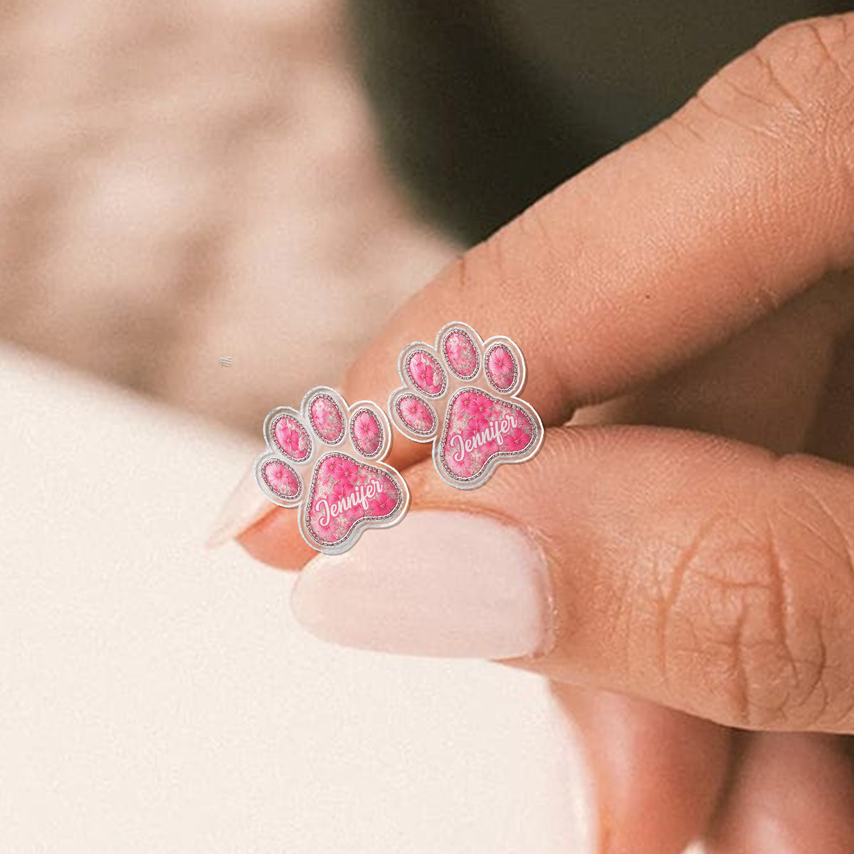 Amoureux des chiens - Boucles d'oreilles transparentes personnalisées pour chiens