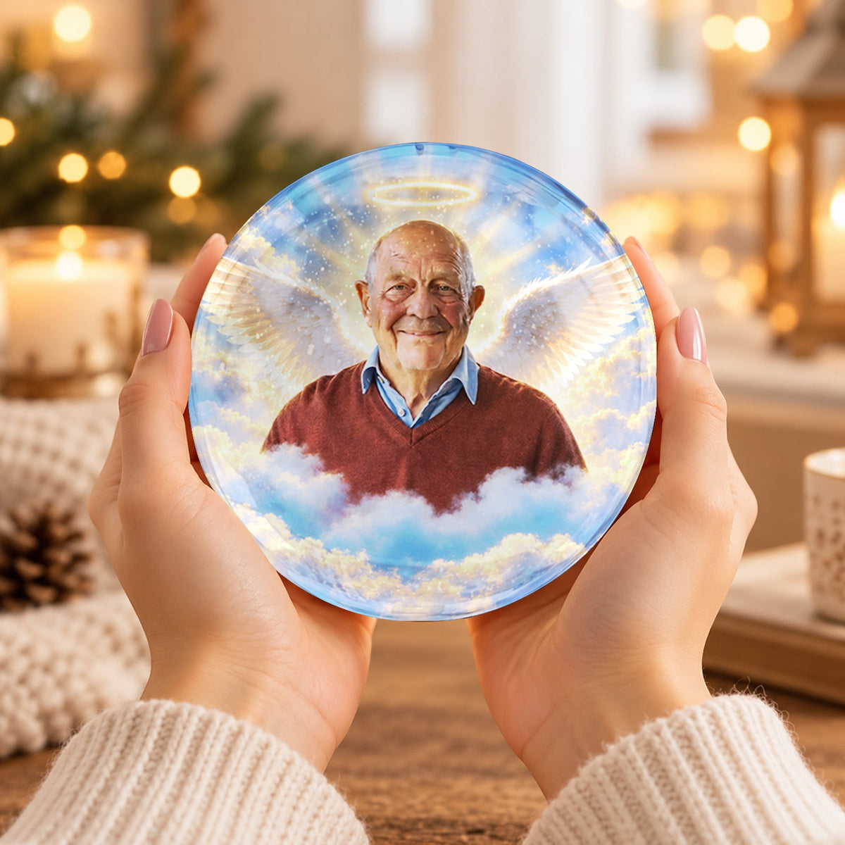 A Message From Heaven - Personalized Memorial Video Display Globe With Base