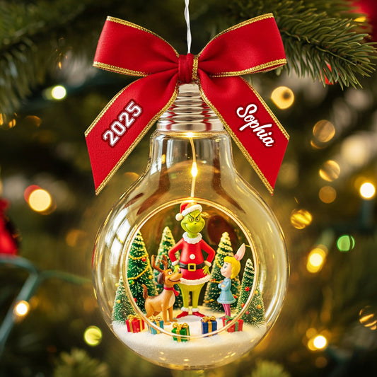 Joyeux Grinchmas - Étole de Noël personnalisée avec lumière LED