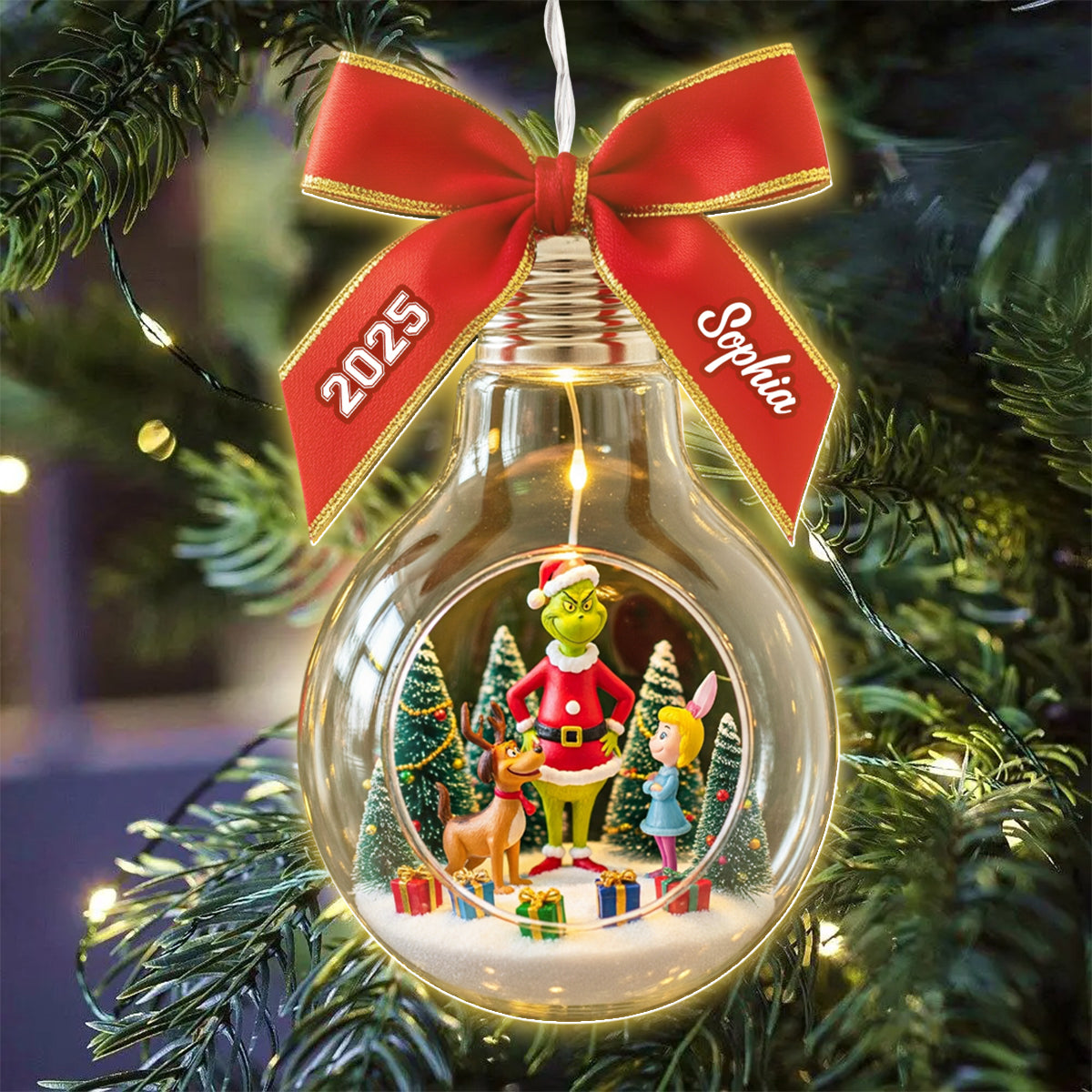 Joyeux Grinchmas - Étole de Noël personnalisée avec lumière LED