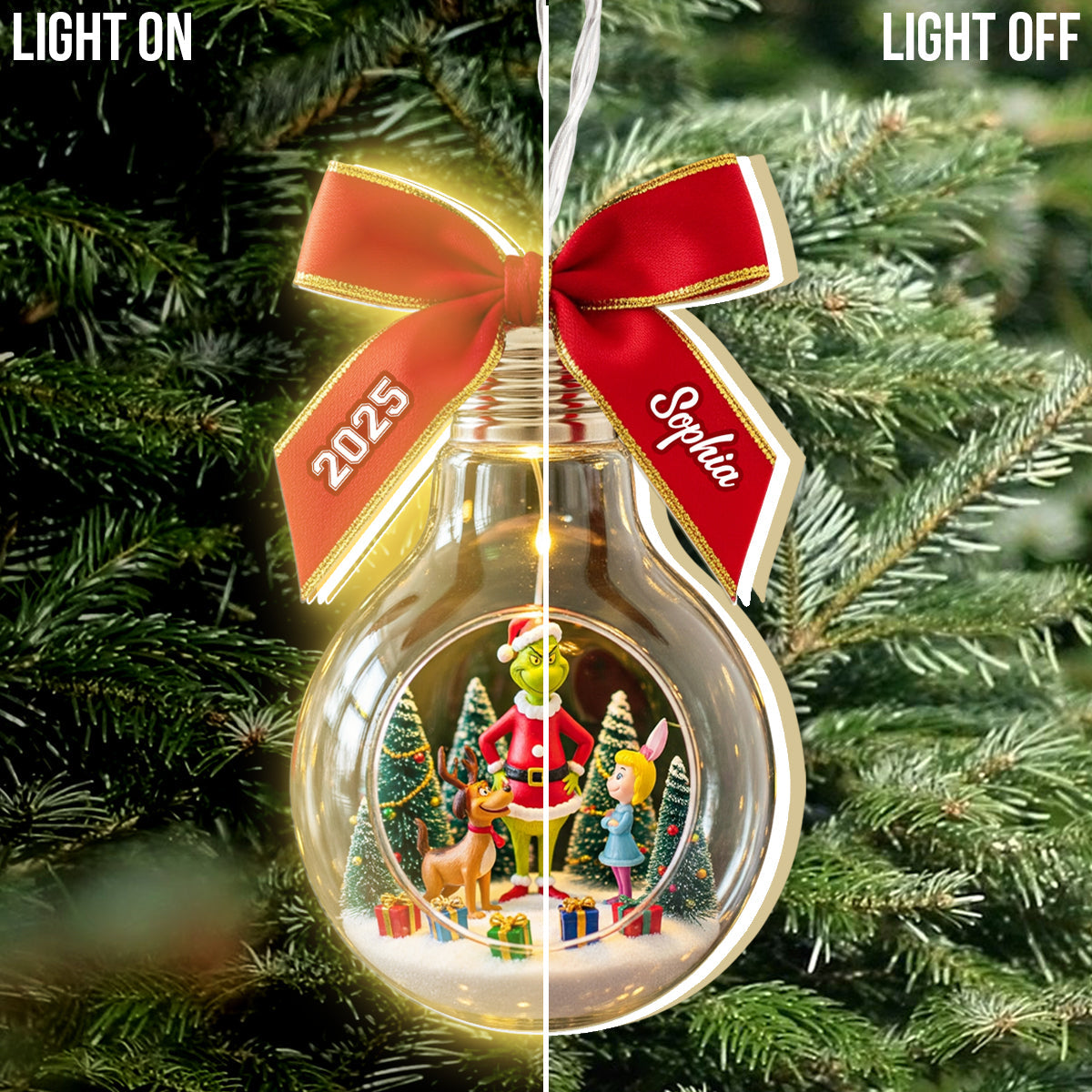 Joyeux Grinchmas - Étole de Noël personnalisée avec lumière LED