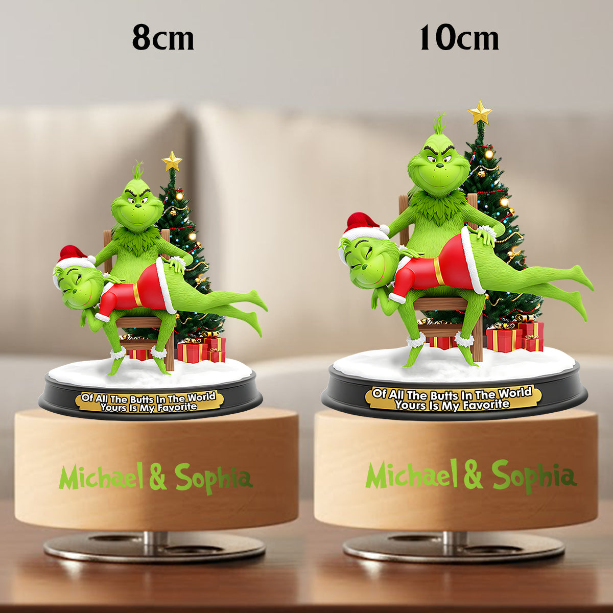 Couple Grinchmas - Étole de Noël personnalisée Plaque musicale rotative