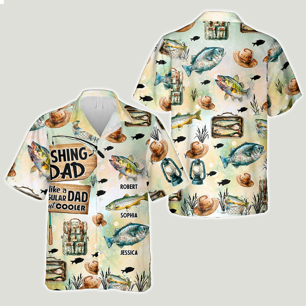 Papa pêcheur - Chemise hawaïenne de pêche personnalisée