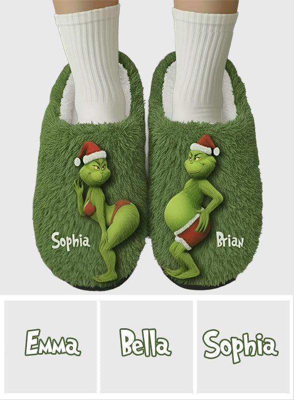 Le film Green Monster Christmas - Chaussons de Noël personnalisés avec étole